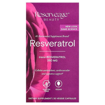 Reserveage Beauty, 白藜蘆醇素食膠囊，100 毫克，30 粒
