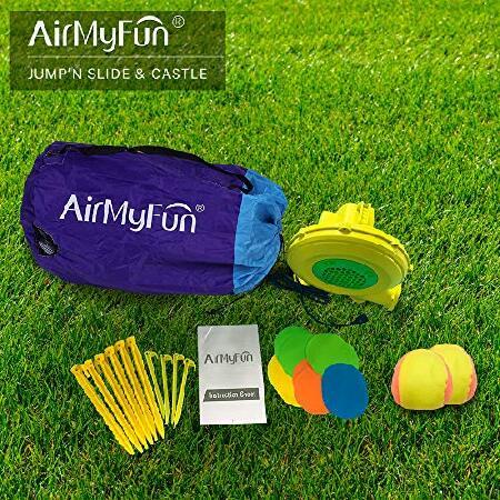 AirMyFun Inflatable Bounce House, Bouncer ＆ Slide with Air Blower,Play House with Ball Pool,Inflatable Kids Slide,Jumping Castle with Carry Bag