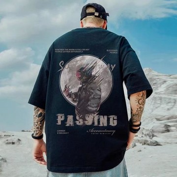 oversize美式潮牌宇航員印花大碼短袖T恤男裝夏季cec超火五分半袖