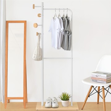 HOPMA家具 摩登造型衣架 台灣製造 直式衣帽架 曬衣架 吊衣雙掛桿-寬60X 深30 X 高165 cm