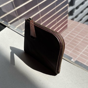 【客製化錢包】Arche 皮革錢包/短夾/植鞣革/手工縫製 -黑可可