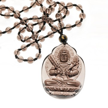 虛空藏菩薩本命佛 冰晶黑曜石項鍊  黑曜石  1條