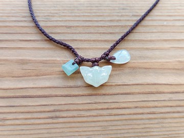 【親翠】天然翡翠 冰狐狸設計款調整式繩鏈