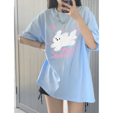 TGNS 純棉 t恤 短袖衣服 上衣 oversize T恤 潮流衣服 夏天衣服 ins風衣服 卡通印花上衣 寬鬆