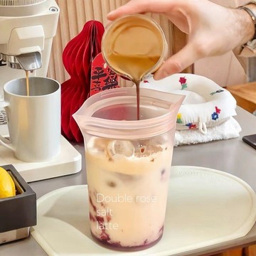 桃園出貨✨ins同款硅膠食品保鮮袋便攜水果咖啡收納杯盒蔬果儲存密封自封袋