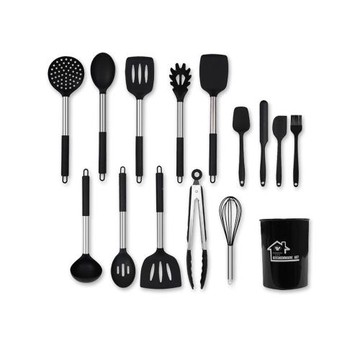 硅膠不粘鍋廚具套裝 湯勺鍋鏟15件套不銹鋼柄鏟子勺子刮刀家用
