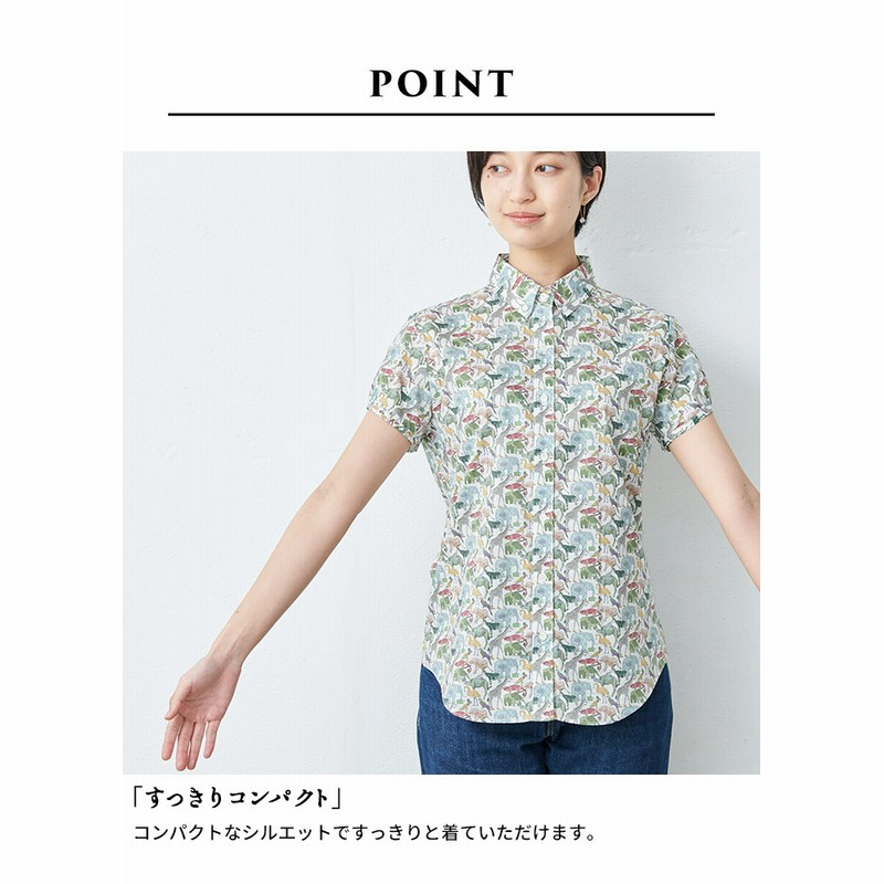 リバティ ブラウス リバティ プリント 半袖  ボタンダウンシャツ 日本製 LIBERTY. リバティ ブラウス プリント 半袖 ボタンダウンシャツ