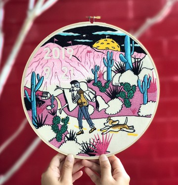 漫漫長路有你-客製化刺繡25X25cm