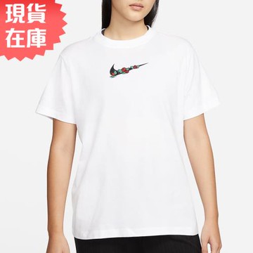 【現貨】NIKE Sportswear 女裝 短袖 休閒 棉質 刺繡 玫瑰 白【運動世界】DN5887-100