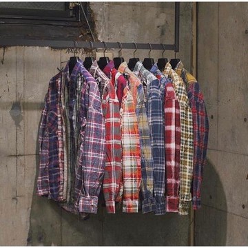 Rebuild By Needles復古襯衫古著拼接水洗做舊Rocky同款Vintage潮