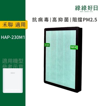 適用HERAN禾聯 HAP-230M1 PM2.5 空氣清淨機 複合式活性碳 HEPA抗菌濾芯 綠綠好日