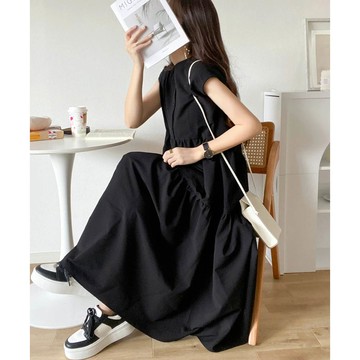 日本 Classical Elf - 襯衫式A字甜美法式袖洋裝-黑