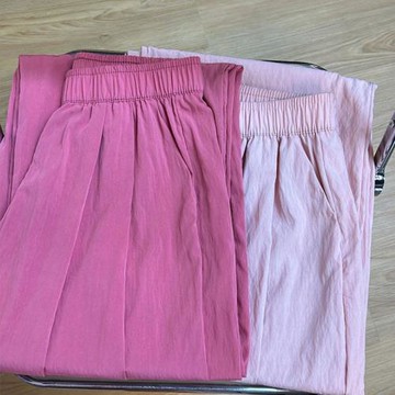 清倉撿漏一線折扣~樹莓粉冰絲山本褲闊腿褲女高腰垂感寬松直筒褲