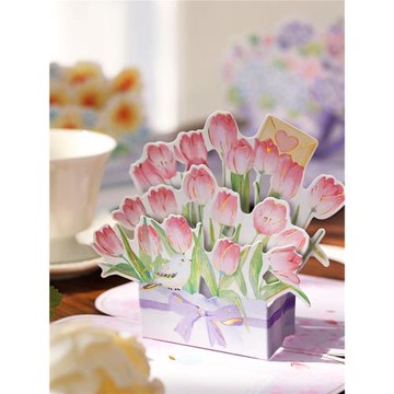 3D花束立體賀卡教師節中秋節裝飾手工diy生日創意祝福卡片帶信封