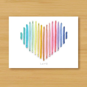 手工捲紙卡片 _ 幸福生活條紋愛心 - 母親卡、情人卡、感謝卡