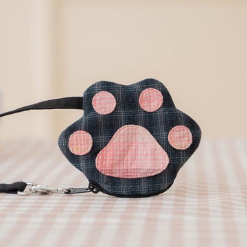 貓掌 先染布 掛繩零錢包 (含鉤繩)【820541】