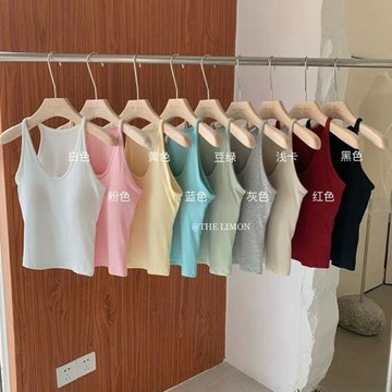夏季新款純欲風辣妹性感吊帶背心女修身顯瘦聚隆一體帶胸墊不跑杯