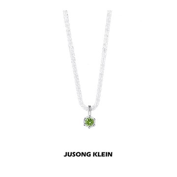 限時特賣🔥 JUSONG KLEIN鈦鋼項鏈一顆綠鑽項鏈女輕奢滿天星波光粼粼鎖骨鏈