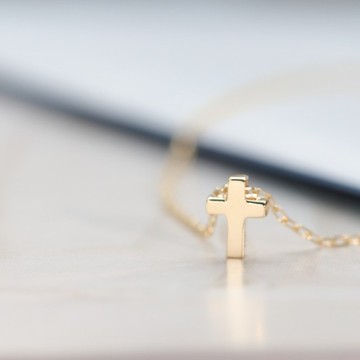 【CHARIS 韓國珠寶】純14K/ 18K 十字架項鍊 福音十字架  流汗碰水不褪色