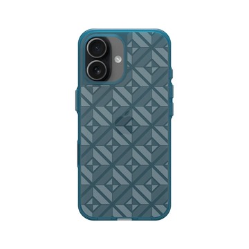 iPhone 17 Clear (相機按鈕) 夜幕藍 - Textured Glass: Luminous Sculpture 玻璃紋理系列：光映雕塑 - 幾何菱格紋玻璃