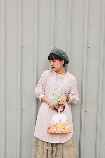 昭和拼布富士山木環包 暖陽橘