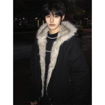 (免運)cleanfit座山雕毛領連帽夾克棉服男冬季加厚保暖美式短款棉衣外套