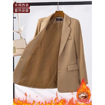 淺卡其毛呢西裝外套春秋2025新款休閑氣質小個子高端羊毛呢子西服