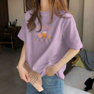 台灣出貨 夏季上衣女 純棉短袖女 t恤女 小衆短袖 印花短袖 設計感上衣 百搭上衣 短袖女 大碼女裝 女裝 寬鬆遮肚短袖