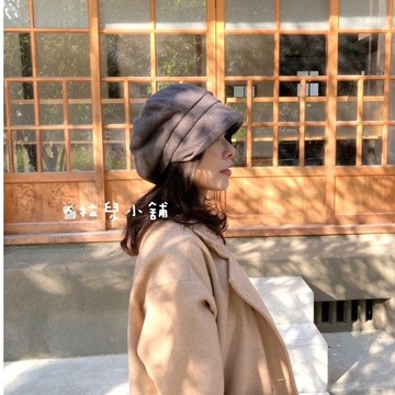 「拉兒小舖」台灣現貨 秋冬 韓版  素面 簡約 斜紋布 報童帽   英倫帽 貝蕾帽 八角帽 小頭圍
