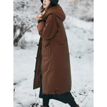 一非空間高品羽絨服新疆高支高密色織棉文藝休閑連帽加厚保暖外套