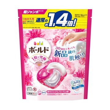 Bold 日本原裝進口 4in1 抗皺4D洗衣球補充裝 優雅花香 粉色  1袋  15顆