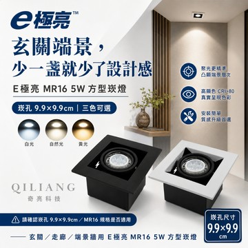 E極亮 MR16 LED 5W4珠*1燈 崁孔9.9X9.9公分 白光自然光黃光 方型崁燈 LED盒燈26/7