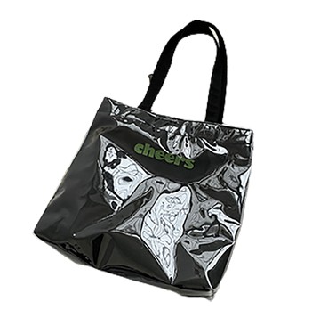 Cheers夏季防水大容量透明PVC果凍包肩手提包(黑)