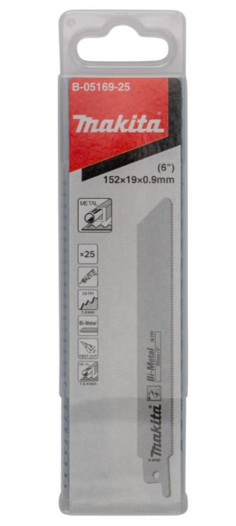 MAKITA 牧田 B-05169-25 軍刀鋸片 6吋 150mm 25片 複合金屬 適用 金屬 管材 型材 瑞士製
