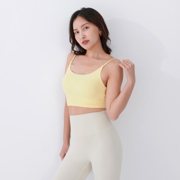 Mori girl 萊卡親膚固定胸墊運動內衣 黃