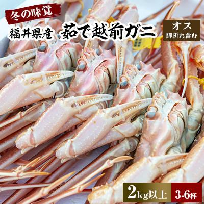 ふるさと納税 若狭町 冬の味覚　茹で越前ガニ　2kg以上(3-6杯)脚折れ含む