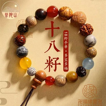 結緣小物🙏招財手鍊 普陀山十八籽菩提手串女18籽多寶佛珠轉運珠吉祥物男手持把玩手鏈