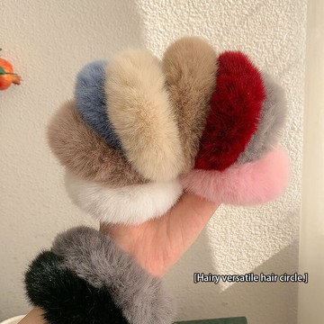 毛絨大腸發圈女扎頭發橡皮筋年新款毛毛發繩網紅新款皮套頭飾