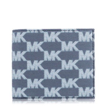 Michael Kors 織布緹花 / 雙摺短夾(藍色)