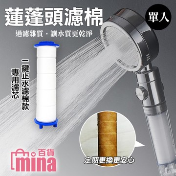 [滿額免運] 一鍵止水蓮蓬頭/渦輪加壓蓮蓬頭-有濾棉款 專用替換濾棉(單入賣) mina百貨【M014F】