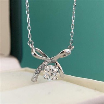 【米蘭精品】現貨+預購 頂級莫桑鑽石項鍊925純銀女項鍊鎖骨鍊項鏈情人節禮物-0.5克拉蝴蝶結玫瑰金74lq43