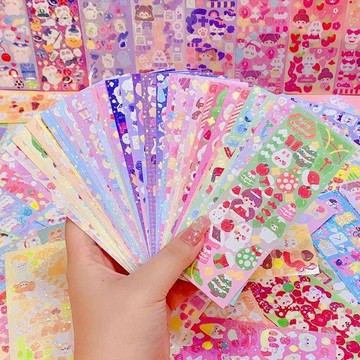 ✅臺灣出貨✅200張不重複可愛卡通咕卡貼紙批發鐳射手賬素材貼紙兒童diy貼畫