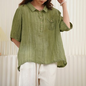 翻領半開襟短袖上衣101223C
