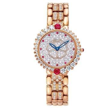 【Ogival 愛其華】山茶花系列 滿天星鑽托帕石珠寶錶 (305-15.8DLR) 玫瑰金色