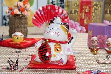 千萬兩八寸招財貓千萬兩-千客萬來-8寸福緣貓招財擺件開業送禮