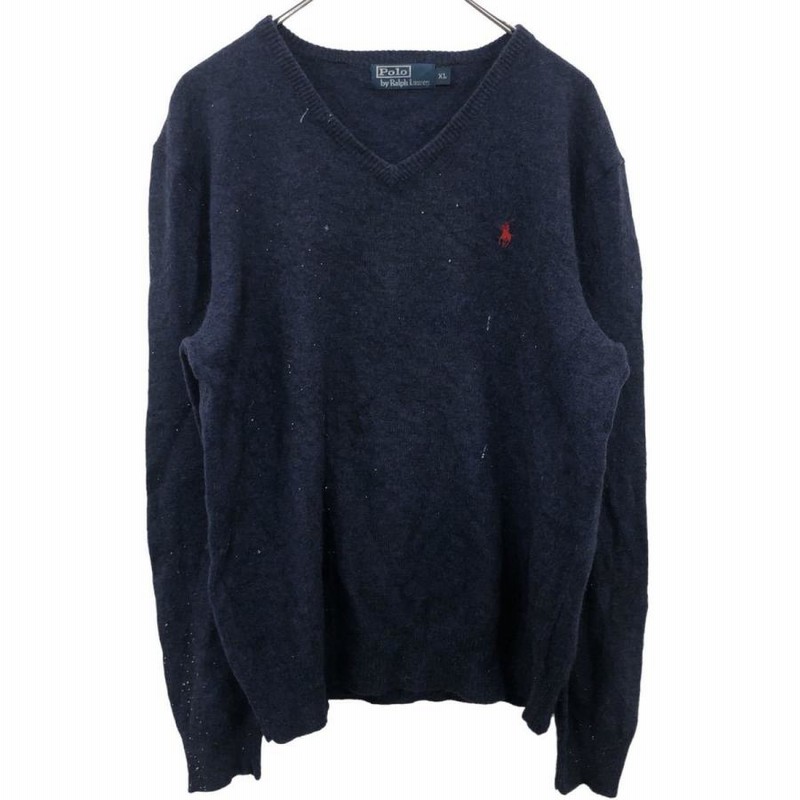 RALPH LAUREN ニットセーター XLサイズ ラルフローレン ネイビー V 