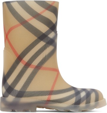 Burberry 驼色 Check Rubber Marsh 儿童中筒靴