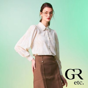 【GLORY21】網路獨賣款-etc.柔美渲染波紋雪紡襯衫-杏色