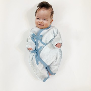 【歲末 7 折】日本柔軟護肚衣 有機空氣純棉蝴蝶衣和尚服(霧藍)