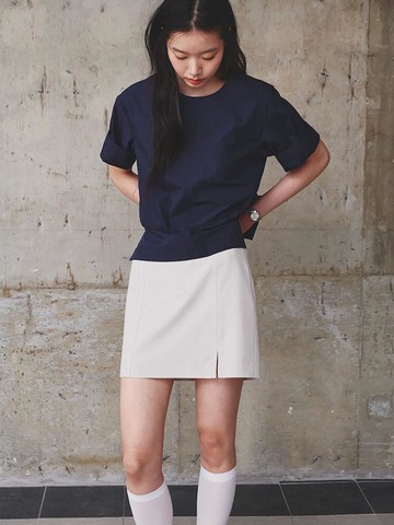 Line Point Mini Skirt [Beige] (KE5327M03A)